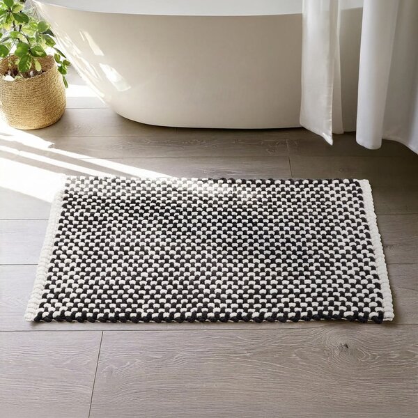 Černobílá textilní koupelnová předložka 50x80 cm Covelo – Wenko