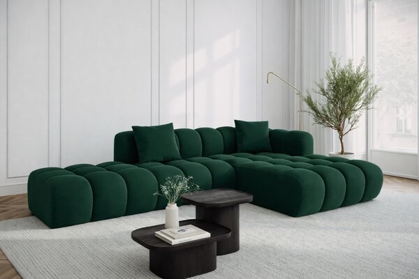 -25 % Dny MOMENTI– Lahvově zelená sametová rohová pohovka Windsor & Co Halley 309 cm, pravá