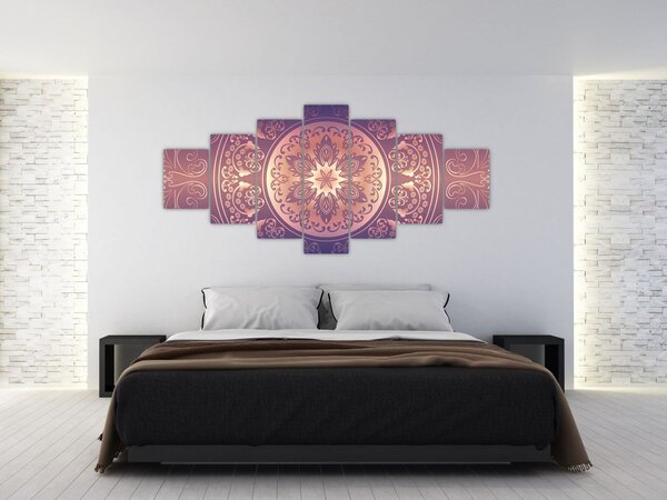 Obraz - Mandala na fialovém gradientu (210x100 cm)