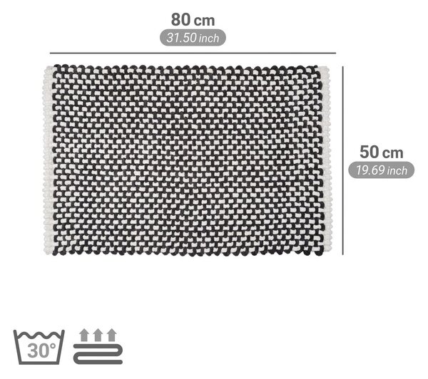 Černobílá textilní koupelnová předložka 50x80 cm Covelo – Wenko