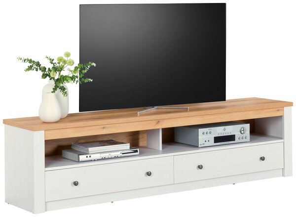 KOMODA POD TELEVIZI, bílá, barvy modřínu, 201/52/42 cm Landscape - TV stolky & komody pod TV