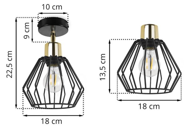 Bodové svítidlo Nuvola 5, 1x černé drátěné stínítko, (možnost polohování), g
