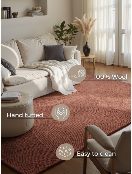 Ručně tkaný vlněný koberec v terakotové barvě 80x150 cm Calmio – Hanse Home