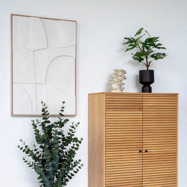 Nordic Living Bílý abstraktní obraz Madeline II. 90 x 60 cm