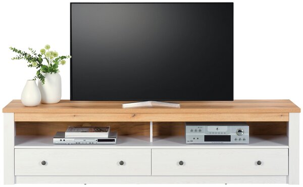 KOMODA POD TELEVIZI, bílá, barvy modřínu, 201/52/42 cm Landscape - TV stolky & komody pod TV