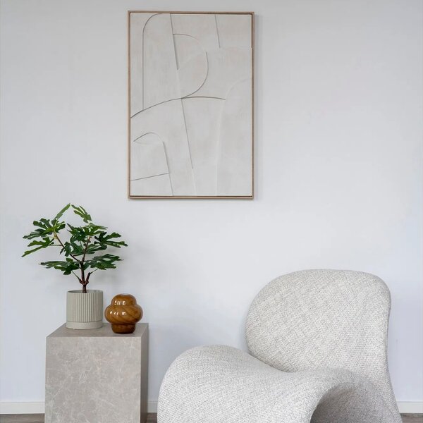 Nordic Living Bílý abstraktní obraz Madeline 90 x 60 cm