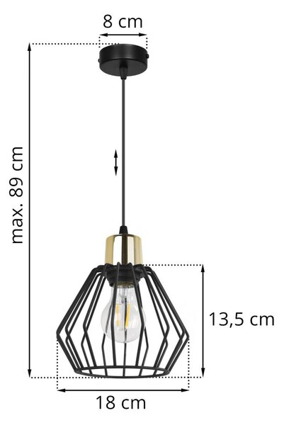 Závěsné svítidlo Nuvola 5, 1x černé drátěné stínítko, g