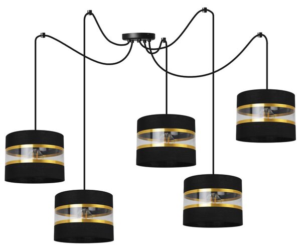 Závěsné svítidlo Elegance Spider, 5x textilní stínítko (mix 6 barev), (výběr ze 2 barev konstrukce), g