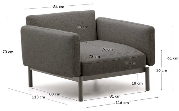 Kave Home Zahradní křeslo Sorells se zelenou podnoží