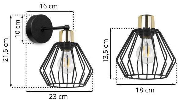 Nástěnné svítidlo Nuvola 5, 1x černé drátěné stínítko, g
