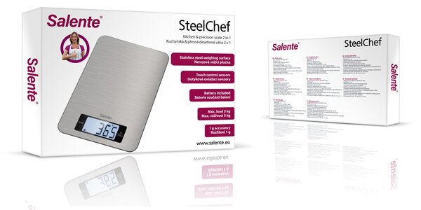 Salente SteelChef, kuchyňská váha, 5 kg, nerezová