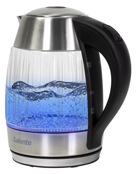 Salente StripeGlass, rychlovarná konvice 1,8 l, nerez/skleněná, modré podsvícení