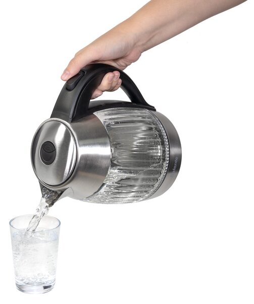 Salente StripeGlass, rychlovarná konvice 1,8 l, nerez/skleněná, červené podsvícení
