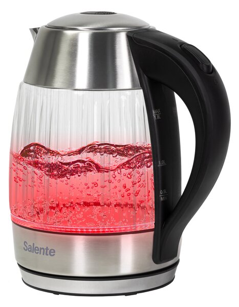 Salente StripeGlass, rychlovarná konvice 1,8 l, nerez/skleněná, červené podsvícení