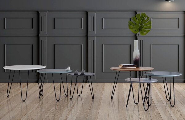 Set tří barevných konferenčních stolků Somcasa Fabio 60/50/40 cm