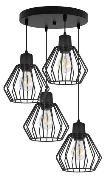 Závěsné svítidlo Nuvola 2, 4x černé drátěné stínítko