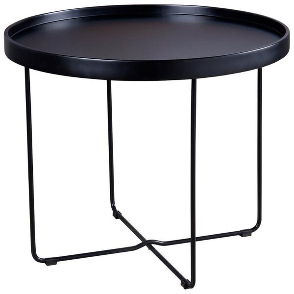 Černý lakovaný kulatý odkládací stolek Somcasa Dave 60 cm