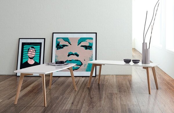 Bílý lakovaný konferenční stolek Somcasa Marco 110 x 50 cm