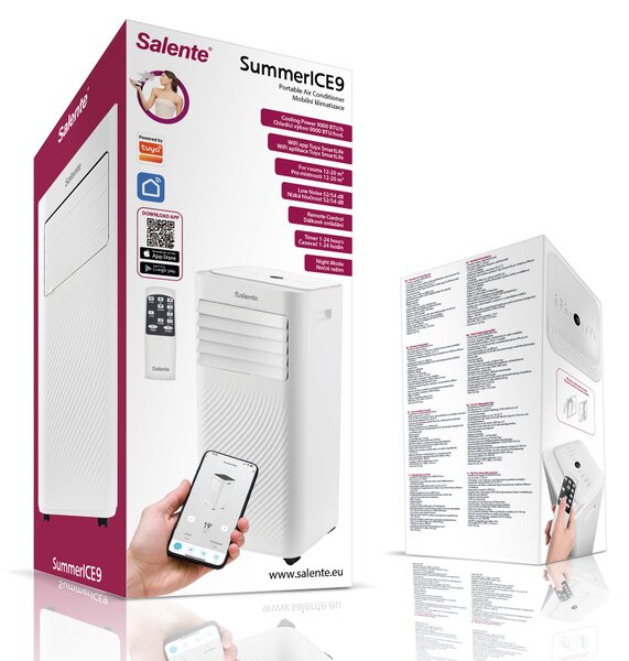 Salente SummerICE9, chytrá mobilní klimatizace, 9000 BTU, WiFi+Bluetooth, dálk. ovl