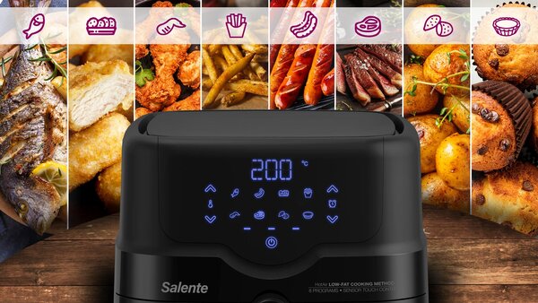 Salente HotAir, horkovzdušná fritéza 2v1, 4,3 l, černá