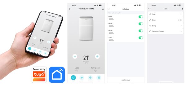 Salente SummerICE12, chytrá mobilní klimatizace, 12000 BTU, WiFi+Bluetooth, dálk. ovl