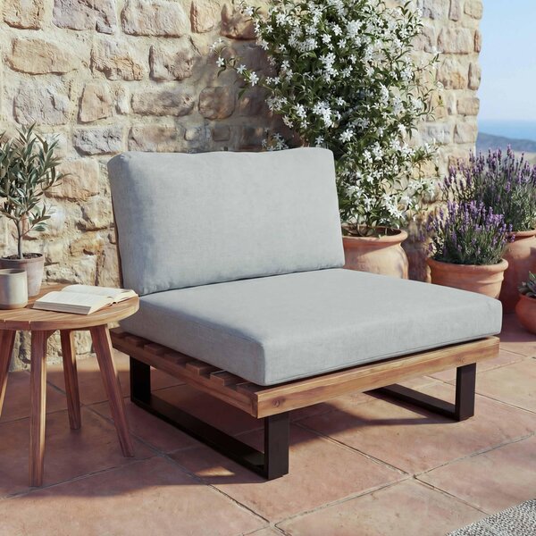 Lounge chair HWC-H54, zahradní křeslo, spun polyakátové dřevo certifikovaný hliník svtle hndá, svtle edé alounní