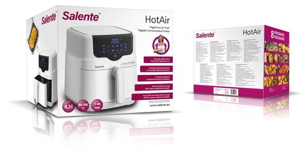 Salente HotAir, horkovzdušná fritéza 2v1, 4,3 l, bílá