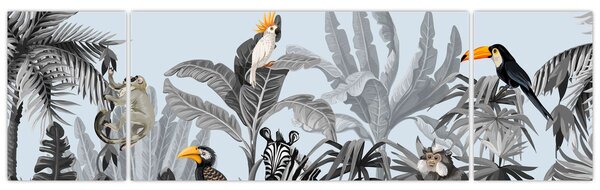 Obraz zvířat v tropickém lese (170x50 cm)