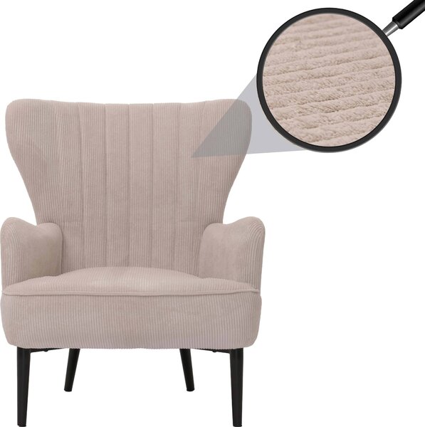 Lounge chair HWC-K37, koktejlové křeslo s uima alounná idle retro vintage látka manestr (290g/m²) Oeko-Tex béová