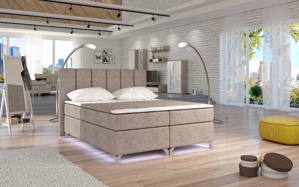 Eltap Čalouněná postel Basilio s LED osvětlením Materiál a barva potahu: Berlin 01 - šedá, Rozměr: 140x200