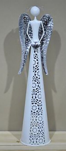 Anděl kovový, s LED svíčkou Barva bílo-stříbrná KOA8524