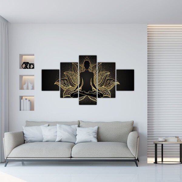 Obraz siluety v lotusovém květu (125x70 cm)