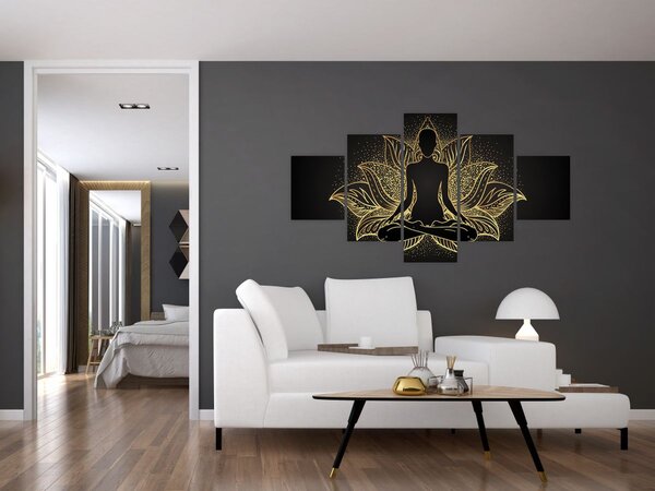 Obraz siluety v lotusovém květu (125x70 cm)