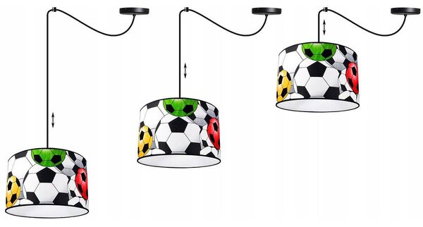 Dětské závěsné svítidlo Soccer Spider, 1x textilní stínítko se vzorem, (výběr ze 2 barev konstrukce)