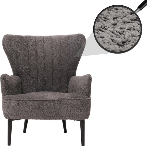 Lounge chair HWC-K37, koktejlové křeslo s uima alounná idle retro vintage látka enil (500g/m²) Oeko-Tex tmav edá