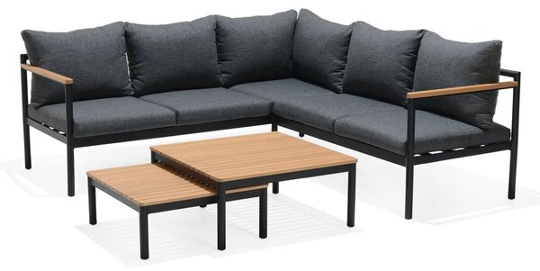 Sensum Set lounge nábytku Bergby, 3 díly, hliník, eukalyptové dřevo, antracit, přírodní