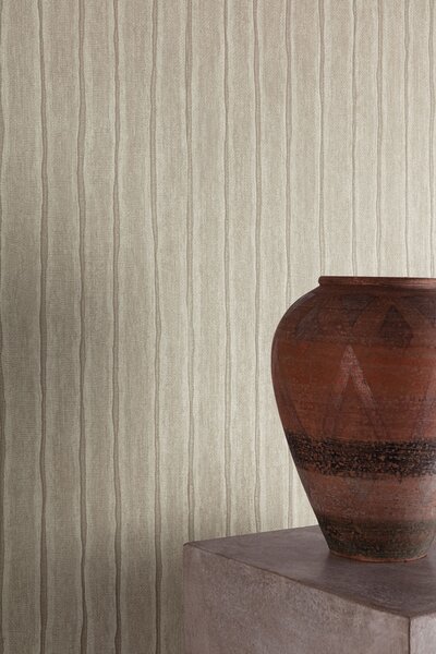Vliesová tapeta na zeď, šedo-hnědá, pruhy, PW4008, Precious Weaves, Grandeco