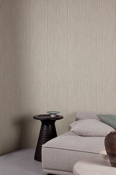 Vliesová tapeta na zeď, šedo-hnědá, pruhy, PW4008, Precious Weaves, Grandeco