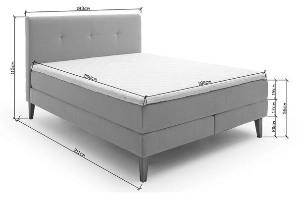 Antracitová boxspring postel 180x200 cm Stockholm – Meise Möbel