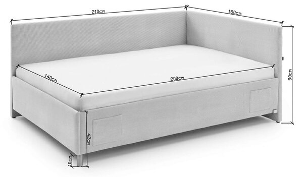 Růžová čalouněná rohová dětská postel bez roštu 140x200 cm Cool – Meise Möbel