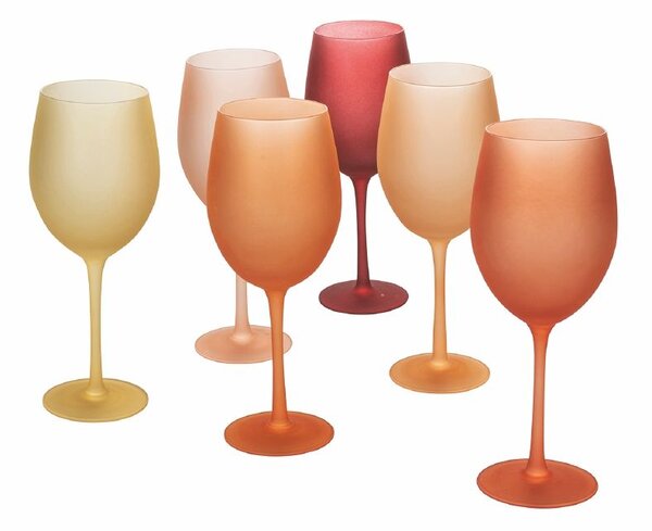 VILLA D’ESTE HOME Sada 6 matných sklenic na víno 550 ml, Happy Hour Sunset