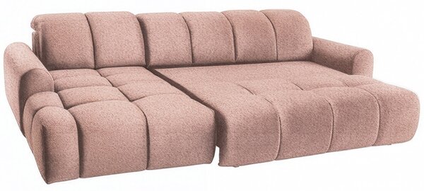 Devichy Růžová bouclé rozkládací pohovka Tous 290 cm, levá