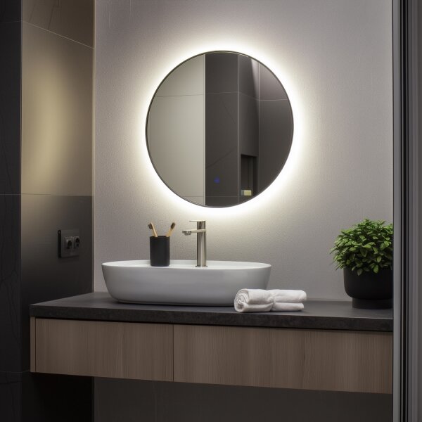 Brilagi - LED Koup. zrcadlo VENA BLACK LED/19W/230V 60 cm IP44 CRI 90 stmív.+CCT