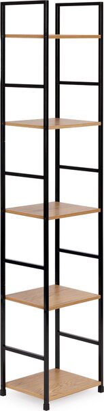 ModernHome CWJ3024144L Devný regál s kovovým rámem a 5 policemi, 144,5 x 23,5 x 29 cm