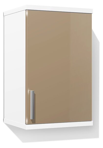Koupelnová skříňka závěsná K8 barva skříňky: bílá 113, barva dvířek: káva lesk