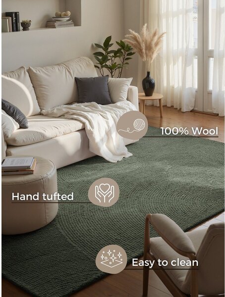 Tmavě zelený ručně tkaný vlněný koberec 200x300 cm Calmio – Hanse Home