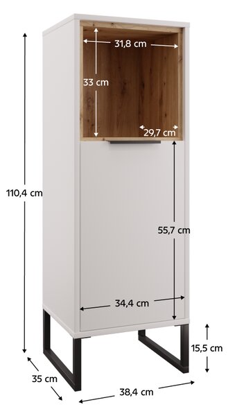 KONDELA Nízká skříňka, bílá/dub artisan, CUBO CUB02