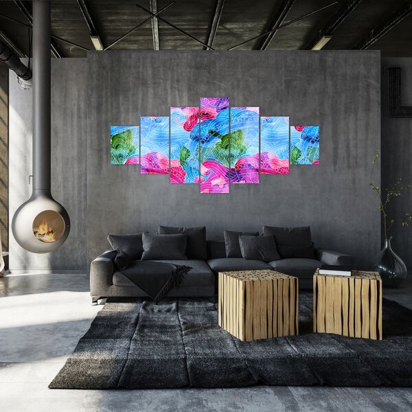 Obraz - Barevné vlny (210x100 cm)