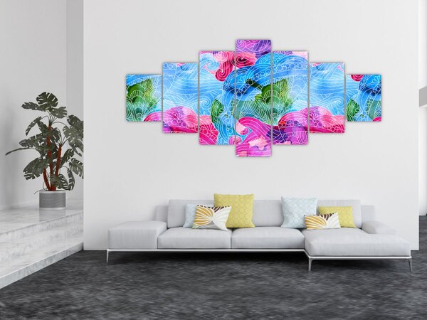Obraz - Barevné vlny (210x100 cm)
