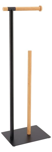 Stojan na toaletní papír Black Bamboo, černá/s dřevěnými prvky